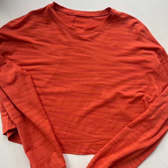 Lululemon **Muscle Love** Long Sleeve Shirt *Tiger Mesh Warm Coral Orange W3EVLS - Picture 10 of 13